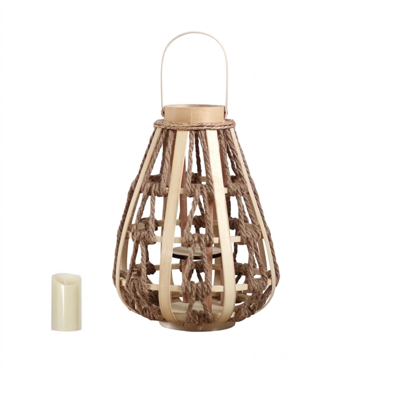 Natural Wood Rope Lantern Cand - огляд і ціна Candle Holder Decor