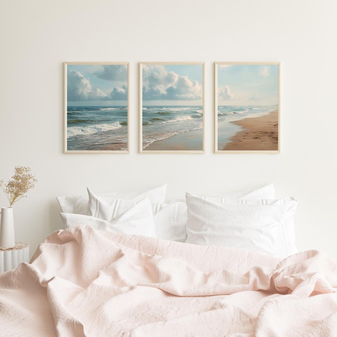 Set of 3 Ocean Beach Triptych  - огляд і ціна Abstract Canvas Set