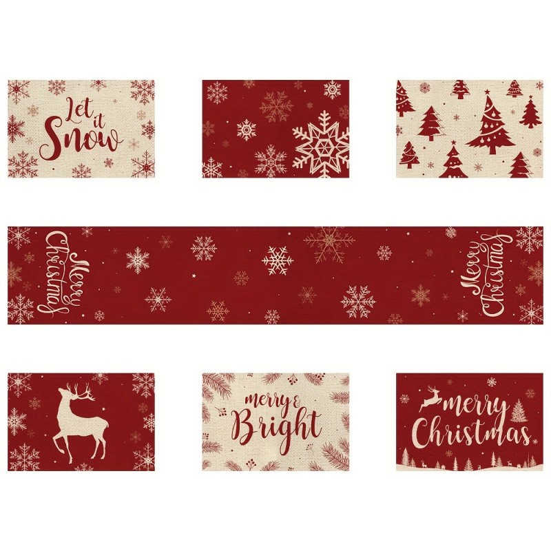 7-Piece Christmas Placemat and - огляд і ціна Table Runner