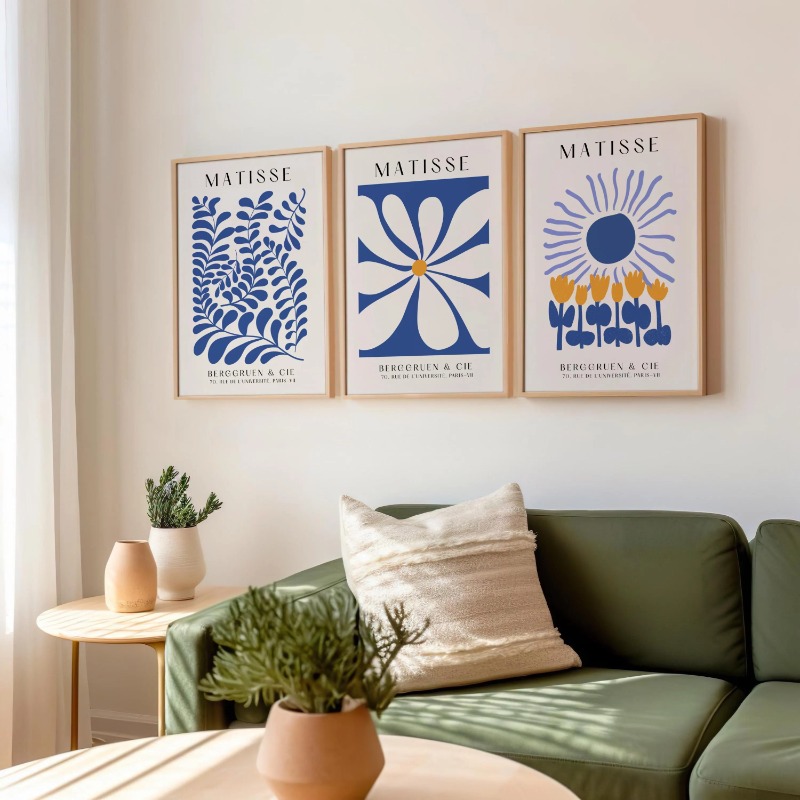 Blue Matisse Prints Set of 3 P - огляд і ціна Abstract Canvas Set