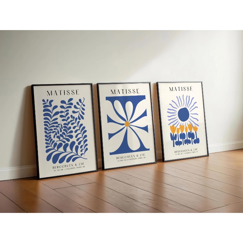 Blue Matisse Prints Set of 3 P - огляд і ціна Abstract Canvas Set